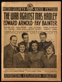 1y0176 WAR AGAINST MRS HADLEY pressbook 1942 Edward Arnold, young Van Johnson, Bainter, ultra rare!