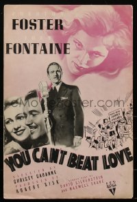 1y0180 YOU CAN'T BEAT LOVE pressbook 1937 pretty Joan Fontaine loves Preston Foster, ultra rare!