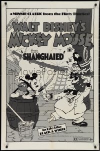 1y0864 SHANGHAIED 1sh R1974 cool art of Mickey Mouse dueling Pegleg Pete w/swordfish!