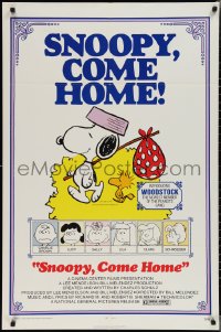 1y0871 SNOOPY COME HOME 1sh 1972 Peanuts, Charlie Brown, great Schulz art of Snoopy & Woodstock!