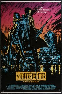 1y0883 STREETS OF FIRE 1sh 1984 Walter Hill, Michael Pare, Diane Lane, cool artwork by Riehm!
