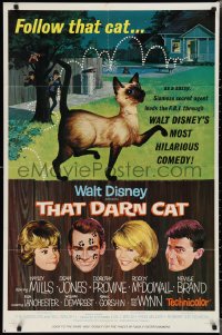 1y0893 THAT DARN CAT style B 1sh 1965 great art of wacky Disney Siamese feline, follow that cat!