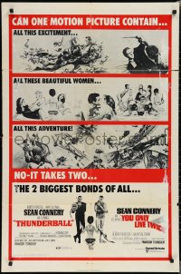 1y0901 THUNDERBALL/YOU ONLY LIVE TWICE 1sh 1971 Sean Connery's two biggest James Bonds of all!