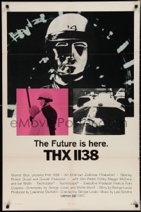 1y0903 THX 1138 1sh 1971 first George Lucas, Robert Duvall, bleak sci-fi, double inset images!