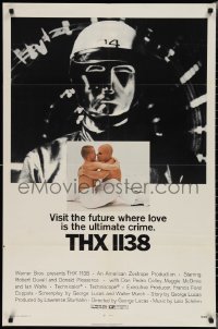 1y0902 THX 1138 1sh 1971 first George Lucas, Robert Duvall, different sexy inset image!