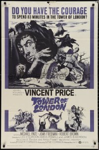 1y0908 TOWER OF LONDON 1sh 1962 Vincent Price, Roger Corman, montage of horror artwork!