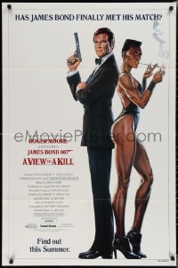 1y0920 VIEW TO A KILL advance 1sh 1985 art of Roger Moore & Jones by Goozee over white background!