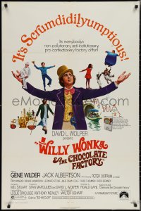 1y0928 WILLY WONKA & THE CHOCOLATE FACTORY 1sh 1971 Gene Wilder, it's scrumdidilyumptious!