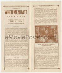 1y1523 WHEN MEN HATE herald 1913 Warner Bros. when they were Warner's Feature Film Co, very rare!