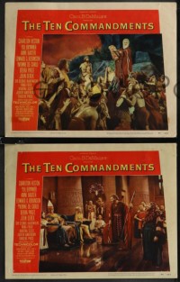 1y1279 TEN COMMANDMENTS 6 LCs 1956 Cecil B. DeMille classic starring Charlton Heston, great scenes!