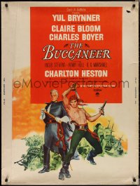 1z0853 BUCCANEER 30x40 1958 Yul Brynner, Charlton Heston, directed by Anthony Quinn!