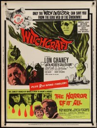 1z0857 WITCHCRAFT/HORROR OF IT ALL 30x40 1964 Lon Chaney Jr, they returned to reap BLOOD HAVOC!