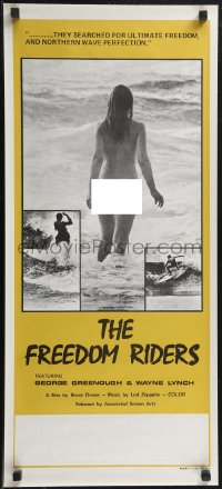 1z0324 FREEDOM RIDERS Aust daybill 1972 completely naked Aussie surfer girl, yellow border design!