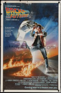 1z1113 BACK TO THE FUTURE advance 1sh 1985 art of Michael J. Fox & Delorean by Drew Struzan!