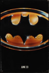 1z1118 BATMAN teaser 1sh 1989 directed by Tim Burton, cool image of Bat logo, glossy finish!