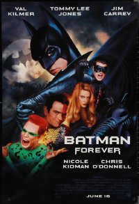 1z1122 BATMAN FOREVER advance DS 1sh 1995 Kilmer, Kidman, O'Donnell, Jones, Carrey, top cast!