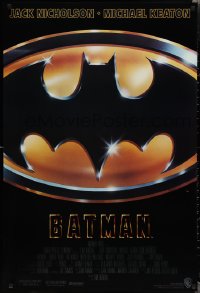 1z1119 BATMAN int'l 1sh 1989 directed by Tim Burton, Nicholson, Keaton, cool image of Bat logo!