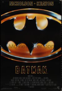 1z1120 BATMAN 1sh 1989 directed by Tim Burton, cool image of Bat logo, new credit design!