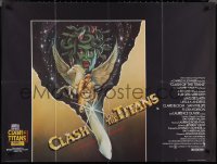 1z0615 CLASH OF THE TITANS British quad 1981 Harryhausen, great fantasy art by Roger Huyssen!