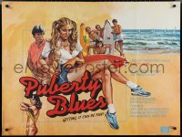 1z0637 PUBERTY BLUES British quad 1982 Bruce Beresford directed, Nell Schofeld, cool surfer art!