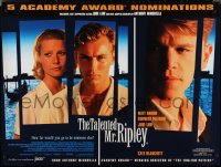 1z0644 TALENTED MR. RIPLEY awards DS British quad 1999 Matt Damon, Jude Law, Paltrow, Blanchett!