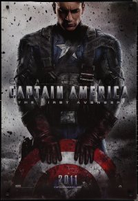 1z1148 CAPTAIN AMERICA: THE FIRST AVENGER int'l teaser DS 1sh 2011 Chris Evans holding his shield!