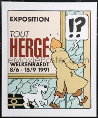 1z0209 EXPOSITION TOUT HERGE 19x23 commercial poster 1991 Herge artwork of Tintin and Snowy!