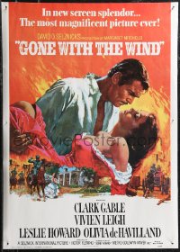 1z0213 GONE WITH THE WIND 20x28 commercial poster 1976 Clark Gable, Vivien Leigh, Leslie Howard!