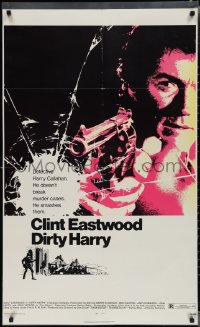 1z1177 DIRTY HARRY LAMINATED 1sh 1971 art of Clint Eastwood pointing his .44 magnum, Don Siegel crime classic!
