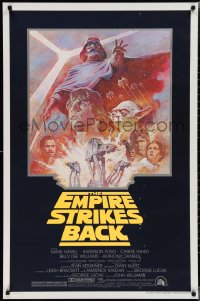 1z1185 EMPIRE STRIKES BACK studio style 1sh R1981 George Lucas sci-fi classic, cool artwork by Tom Jung!
