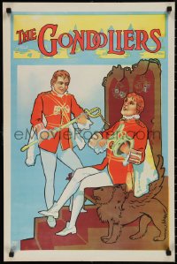 1z0656 GONDOLIERS stage play English double crown 1910s Marco & Giuseppe clean King's sword & crown!