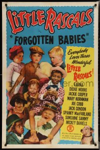 1z1202 FORGOTTEN BABIES 1sh R1952 Our Gang, Spanky, Farina, Buckwheat, Jackie Cooper, Dickie Moore