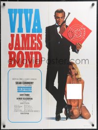 1z0440 GOLDFINGER French 24x31 R1970 art of Sean Connery as James Bond with near-naked woman!