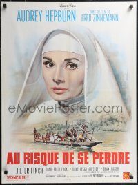 1z0445 NUN'S STORY French 24x32 R1960s great Mascii art of religious missionary Audrey Hepburn!