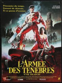 1z0454 ARMY OF DARKNESS French 16x21 1992 Sam Raimi, great art of Bruce Campbell w/chainsaw hand!