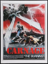 1z0456 BURNING French 16x21 1982 great summer camp giant scissor killer horror artwork by Ambrieu!
