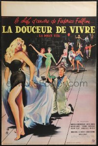 1z0460 LA DOLCE VITA French 16x22 1960 Federico Fellini, Mastroianni, sexy Ekberg by Yves Thos!
