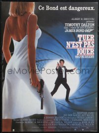 1z0462 LIVING DAYLIGHTS French 15x20 1987 Tim Dalton as James Bond & sexy Maryam d'Abo w/gun!