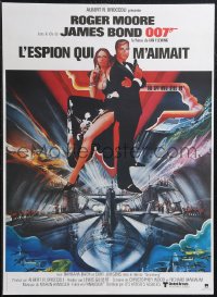 1z0473 SPY WHO LOVED ME French 16x21 R1984 art of Roger Moore as James Bond by Bob Peak!