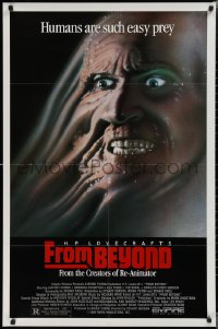 1z1207 FROM BEYOND 1sh 1986 H.P. Lovecraft, wild sci-fi horror image, humans are such easy prey!