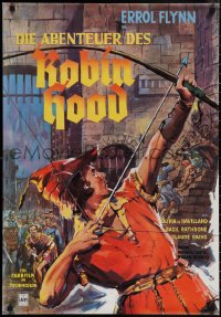 1z0357 ADVENTURES OF ROBIN HOOD German R1970s completely different art of Flynn as Robin Hood by Kede