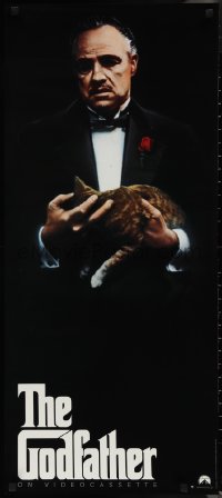 1z0065 GODFATHER 16x38 video poster R1991 Marlon Brando & cat in Francis Ford Coppola crime classic