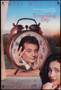 1z1223 GROUNDHOG DAY DS 1sh 1993 Bill Murray, Andie MacDowell, directed by Harold Ramis!