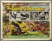 1z0885 LAND UNKNOWN style A 1/2sh 1957 a paradise of hidden terrors, great art of dinosaurs by Sawyer!