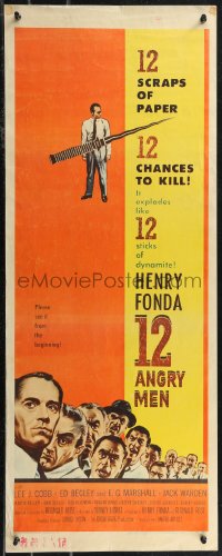 1z0918 12 ANGRY MEN insert 1957 Henry Fonda, Lumet courtroom jury classic, life is in their hands!