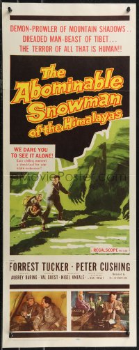 1z0920 ABOMINABLE SNOWMAN OF THE HIMALAYAS insert 1957 Peter Cushing, the dreaded man-beast of Tibet