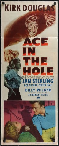 1z0921 ACE IN THE HOLE insert 1951 Billy Wilder classic, Kirk Douglas choking Sterling, rare!