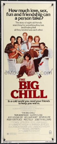 1z0932 BIG CHILL insert 1983 Lawrence Kasdan, Tom Berenger, Glenn Close, Jeff Goldblum, William Hurt