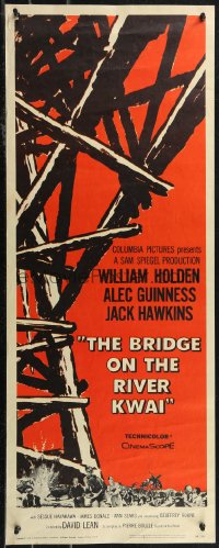 1z0939 BRIDGE ON THE RIVER KWAI insert 1958 William Holden, Alec Guinness, David Lean WWII classic!