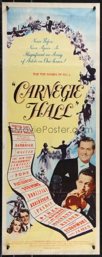1z0941 CARNEGIE HALL insert 1947 Edgar Ulmer's mightiest music event the screen has ever known!
